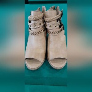 Chic Beige Ankle Booties with Braided Accents